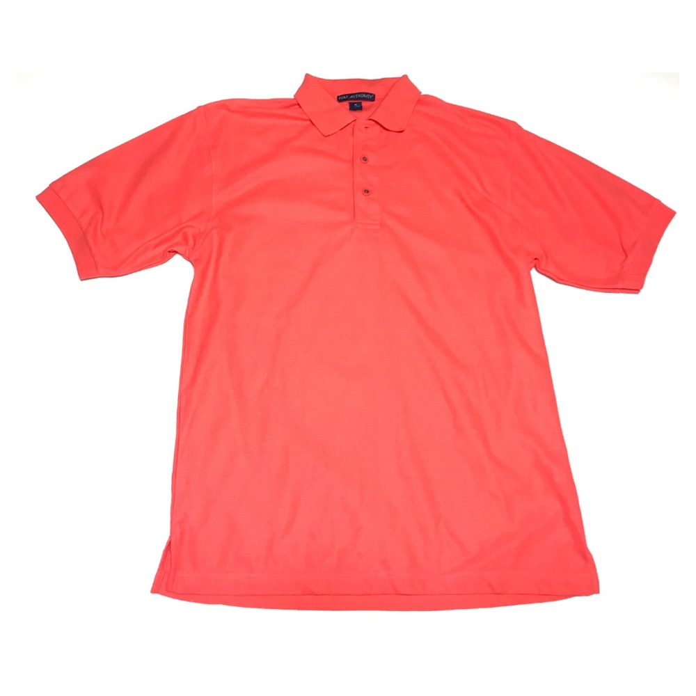 Mens Port Authority Orange Polo Shirt Size M Short Sleeve Casual